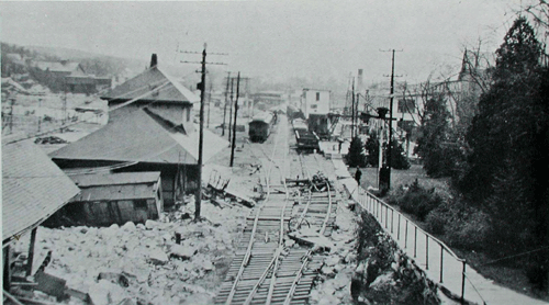 Proctor after 1927 flood, looking north
